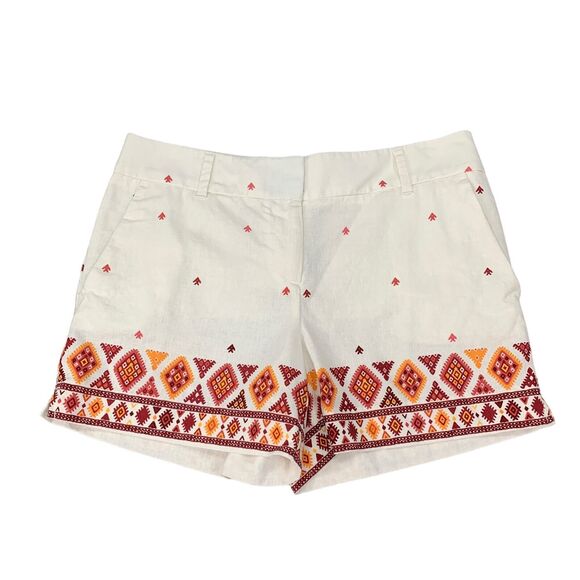 LOFT Ann Taylor Short Womens 4 Multi The Riviera Linen Blend Navajo Pattern - Picture 1 of 12
